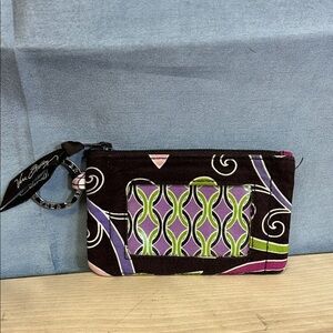 VERA BRADLEY RETIRED VINTAGE PURPLE PUNCH FLORAL ID POUCH COIN PURSE